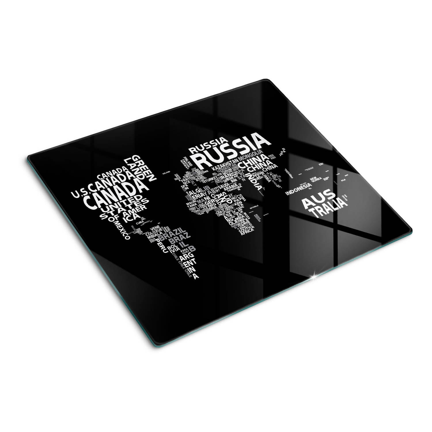 GLASPLATTE 60x52 cm Weltkarte - Schwarz, Glas (60/0.4/52cm) - TULUP
