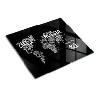 GLASPLATTE 60x52 cm Weltkarte - Schwarz, Glas (60/0.4/52cm) - TULUP