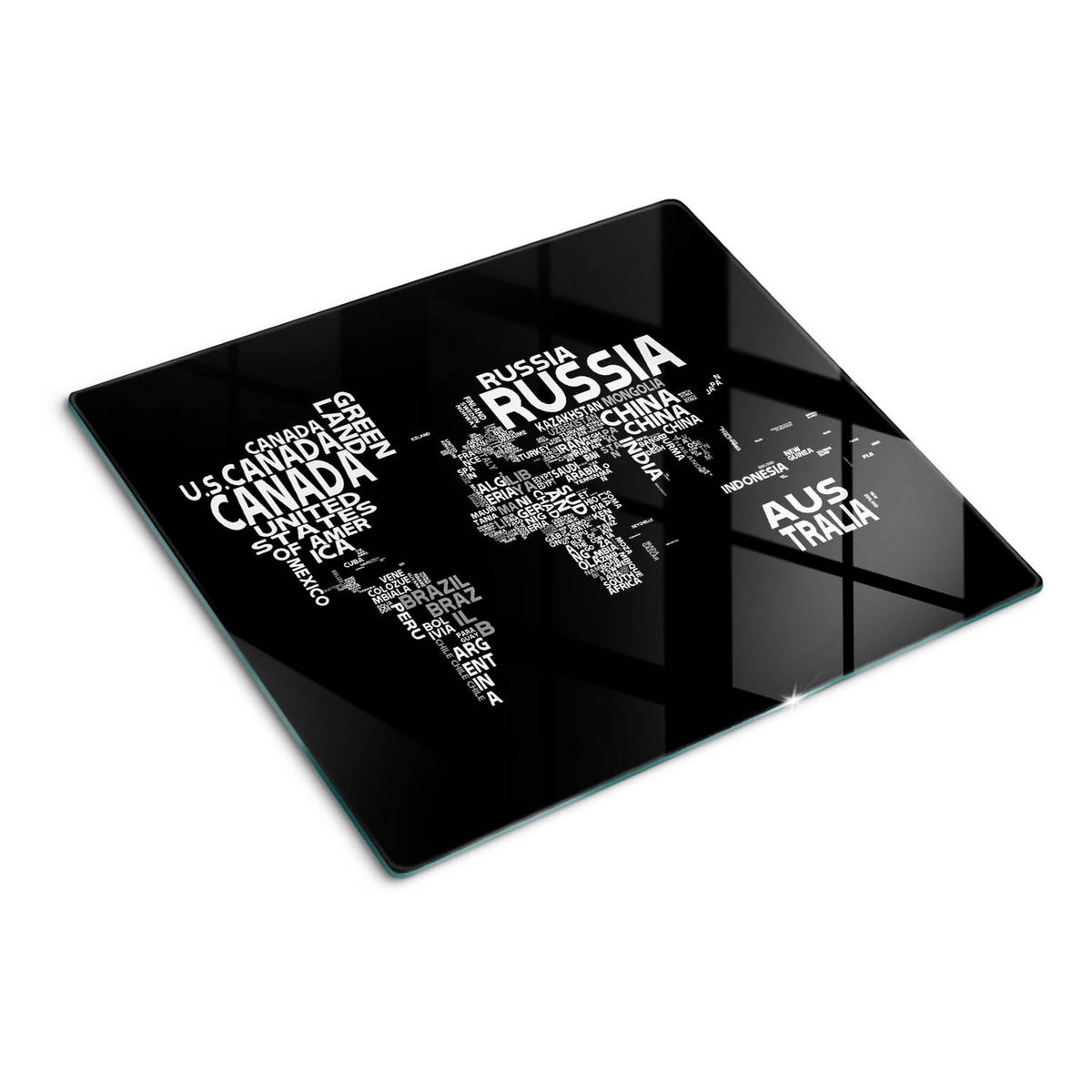 GLASPLATTE 60x52 cm Weltkarte - Schwarz, Glas (60/0.4/52cm) - TULUP