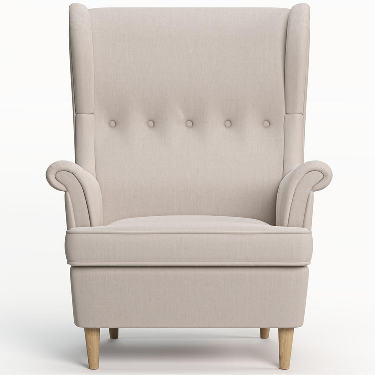 OHRENSESSEL Luno Beige klassisches Design Stoff ES-6 - Beige/Naturfarben, Holz/Textil (62/101/80cm) - Jana