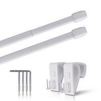 GARDINENSTANGE 2er-Pack Perlweiß 80-120 cm + 4 Klemmträger - Weiß, Metall (1/80cm)