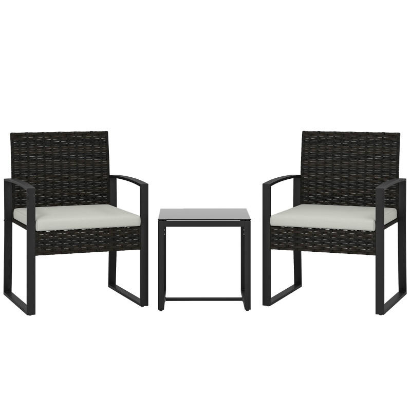 GARTENMÖBEL,2 Stühle+Couchtisch,cremeweiß - Grau, Metall - Vallsero