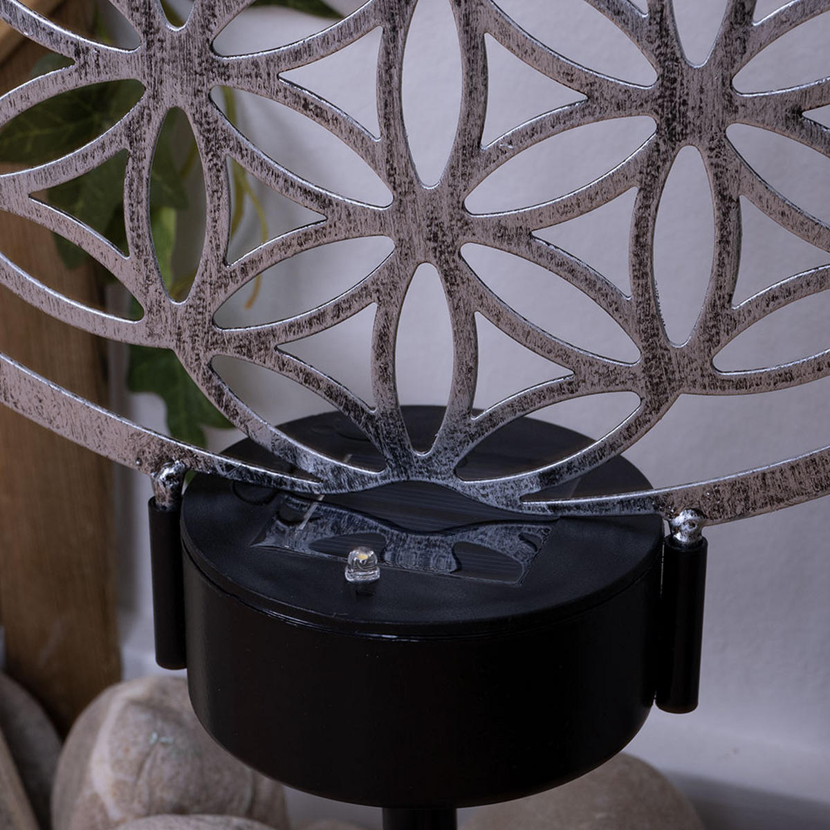 LED AUSSENLEUCHTE Solarleuchte Silber Schwarz Antik - Silberfarben, Metall (30/10/41cm) - Globo Lighting