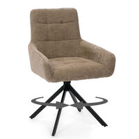 STUHL FUNO drehbar gepolsterter mit Steppung - beige - Chenille - Beige/Schwarz, Textil/Metall (58/87/60cm) - NEW HOME
