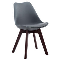 STUHL Lederlook grau - Walnussfarben/Grau, Holz/Textil (48/84/41.5cm) - CLP