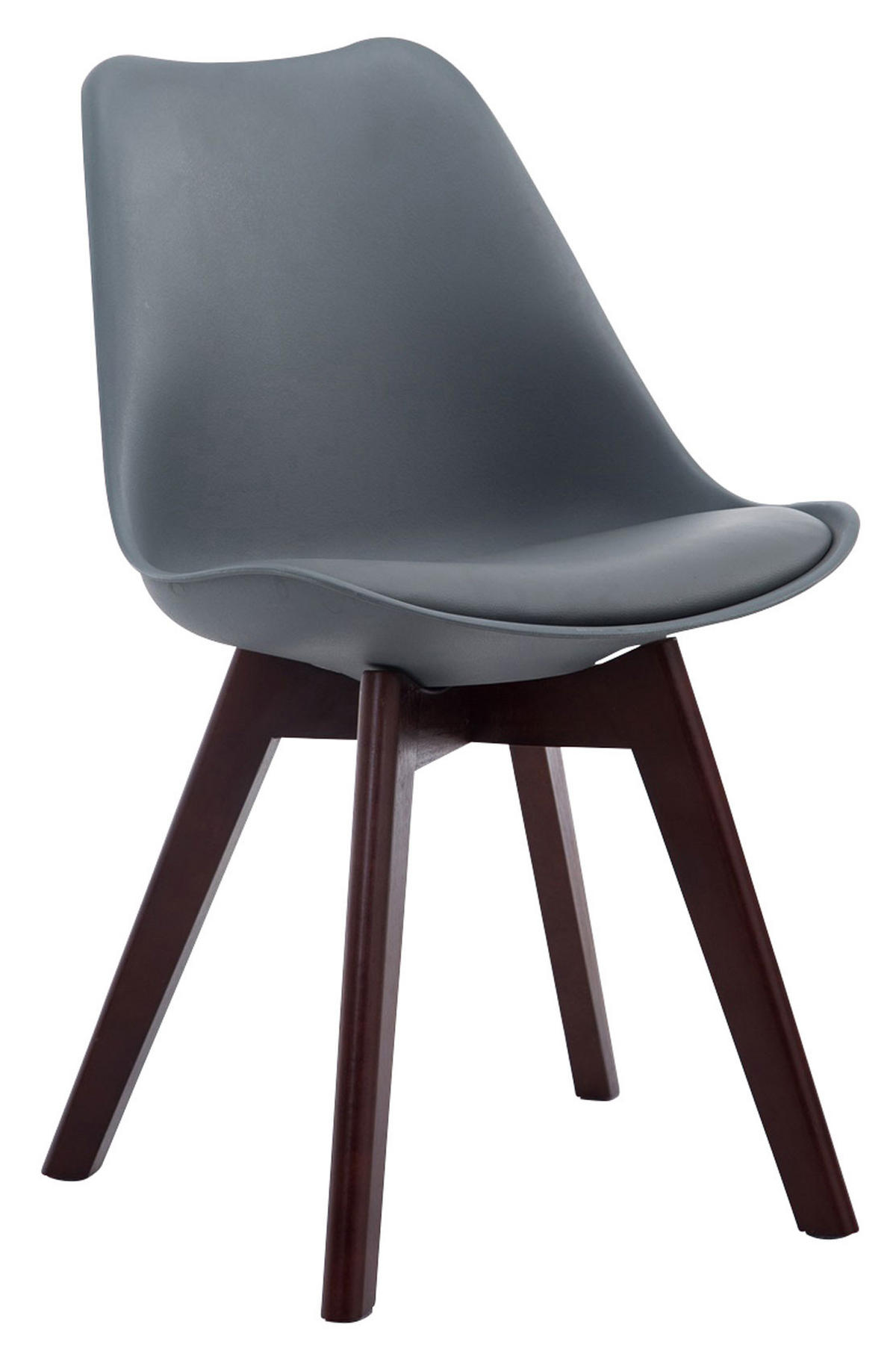 STUHL Lederlook grau - Walnussfarben/Grau, Holz/Textil (48/84/41.5cm) - CLP