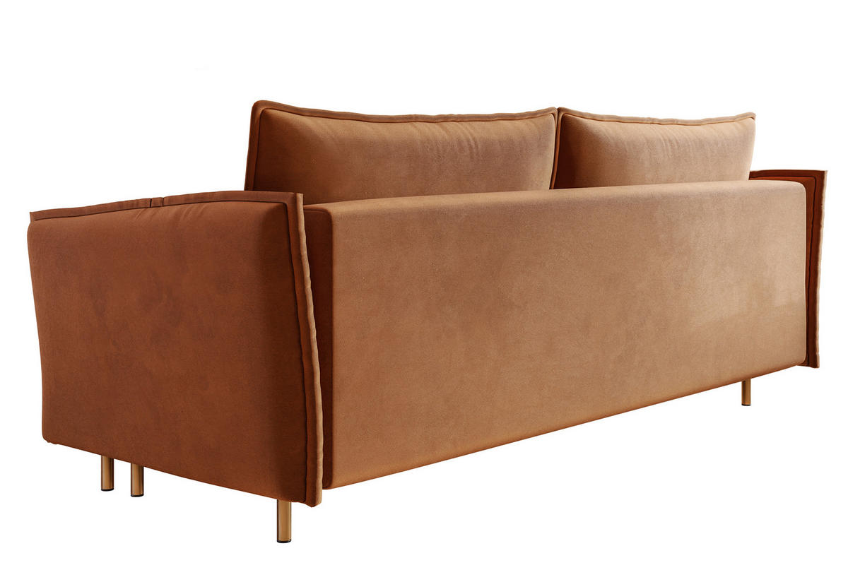 SCHLAFSOFA Ummo Kupferbraun Velours - Goldfarben/Kupferfarben, Textil/Metall (230/88/90cm) - Selsey