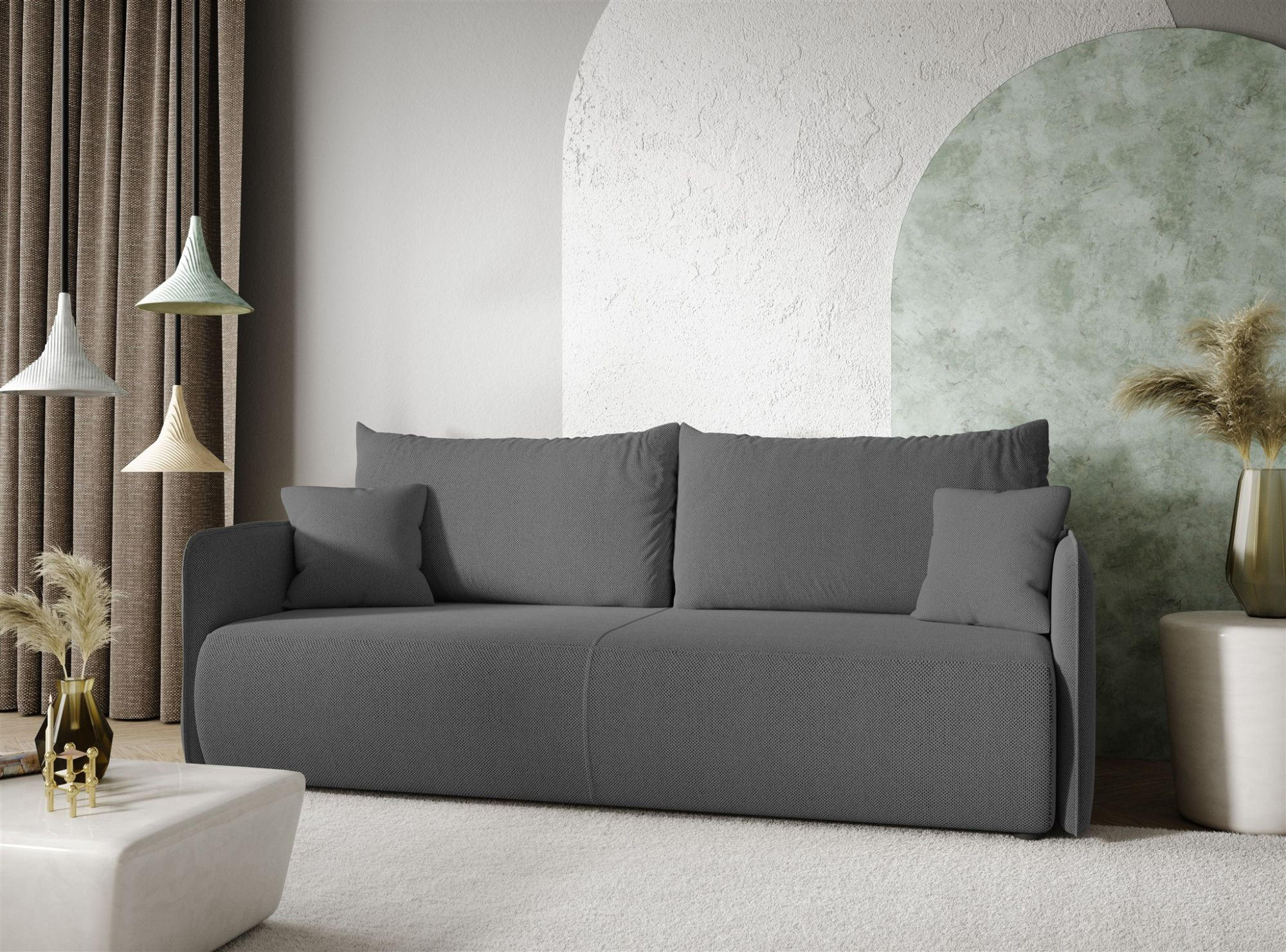 SCHLAFSOFA Calgary - Dunkelgrau, Holzwerkstoff/Textil (216/86/105cm) - Fun Möbel