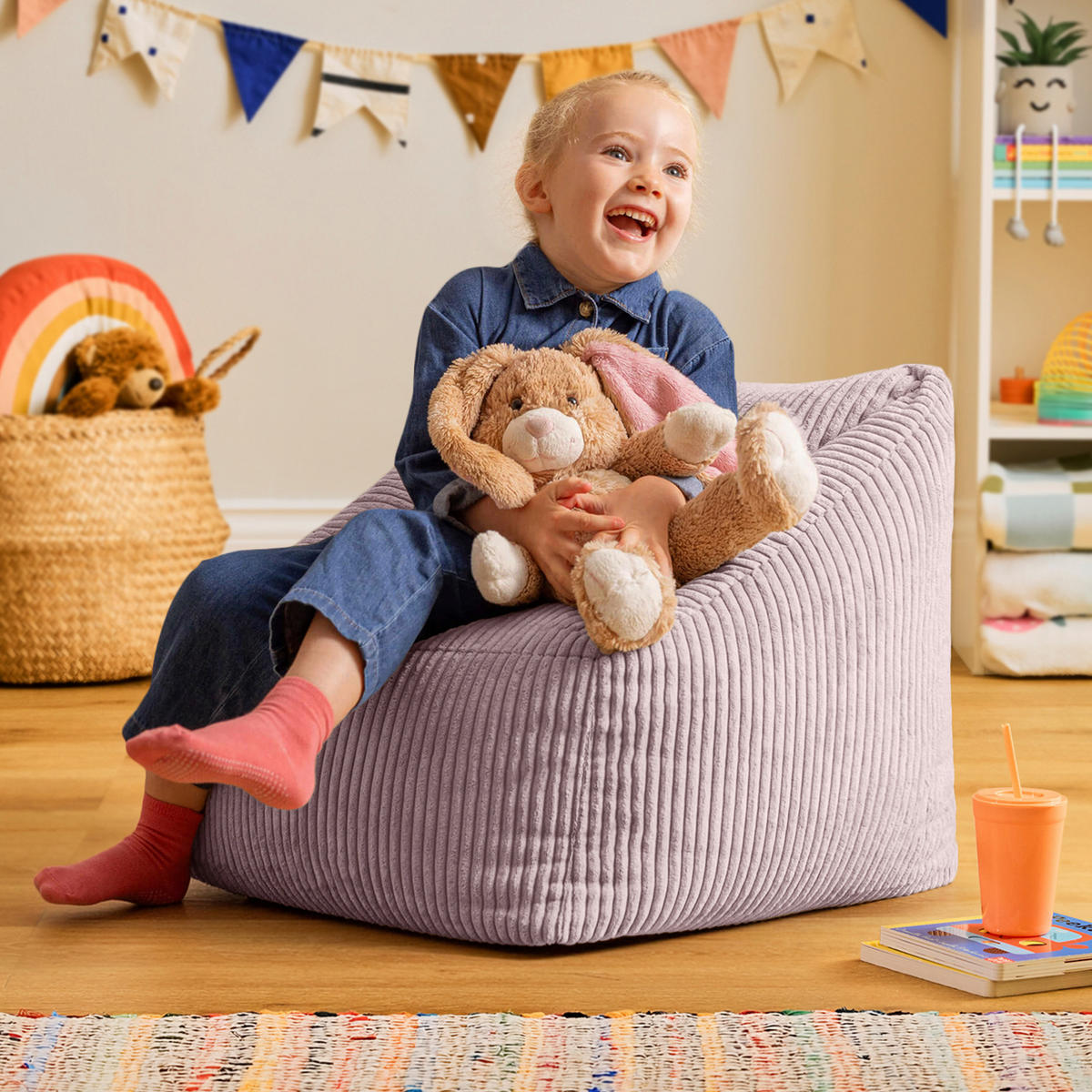 SITZSACK Sessel Flauschig für Kinder - Flieder, Textil (55/44/55cm) - icon