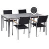 GARTENMÖBEL SET 4-Sitzer Keramik-Glas Granit Optik Rattan schwarz Cosoleto/Grosseto - Silberfarben/Schwarz, Glas - Beliani