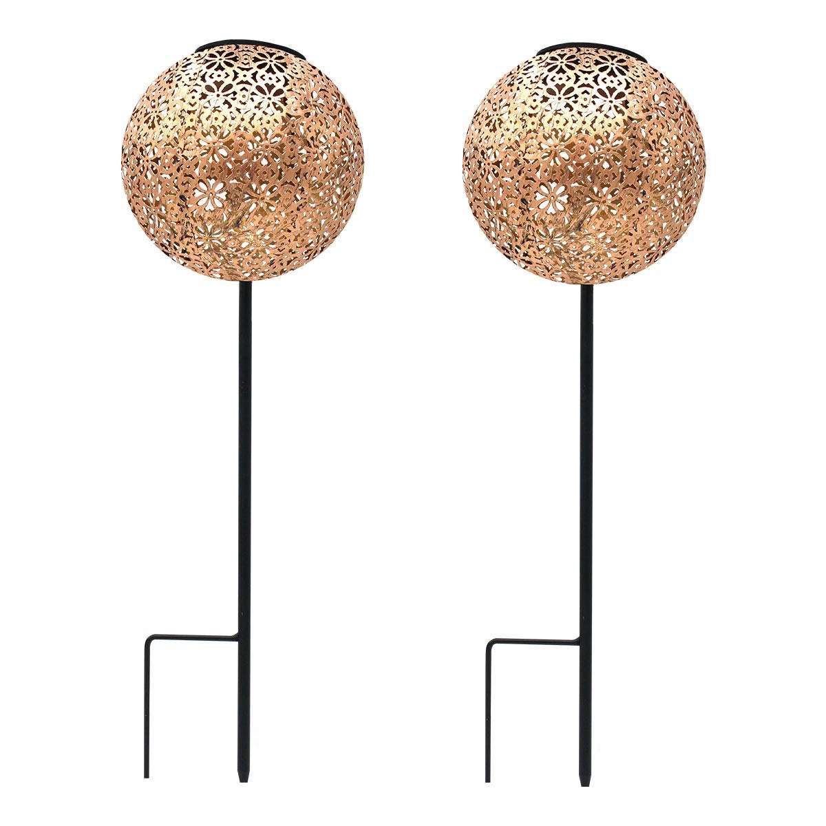 SOLARLEUCHTEN 2er-set orientalische AGADIR kupferfarben - Kupferfarben, Metall (15/15/45cm) - Lumisky