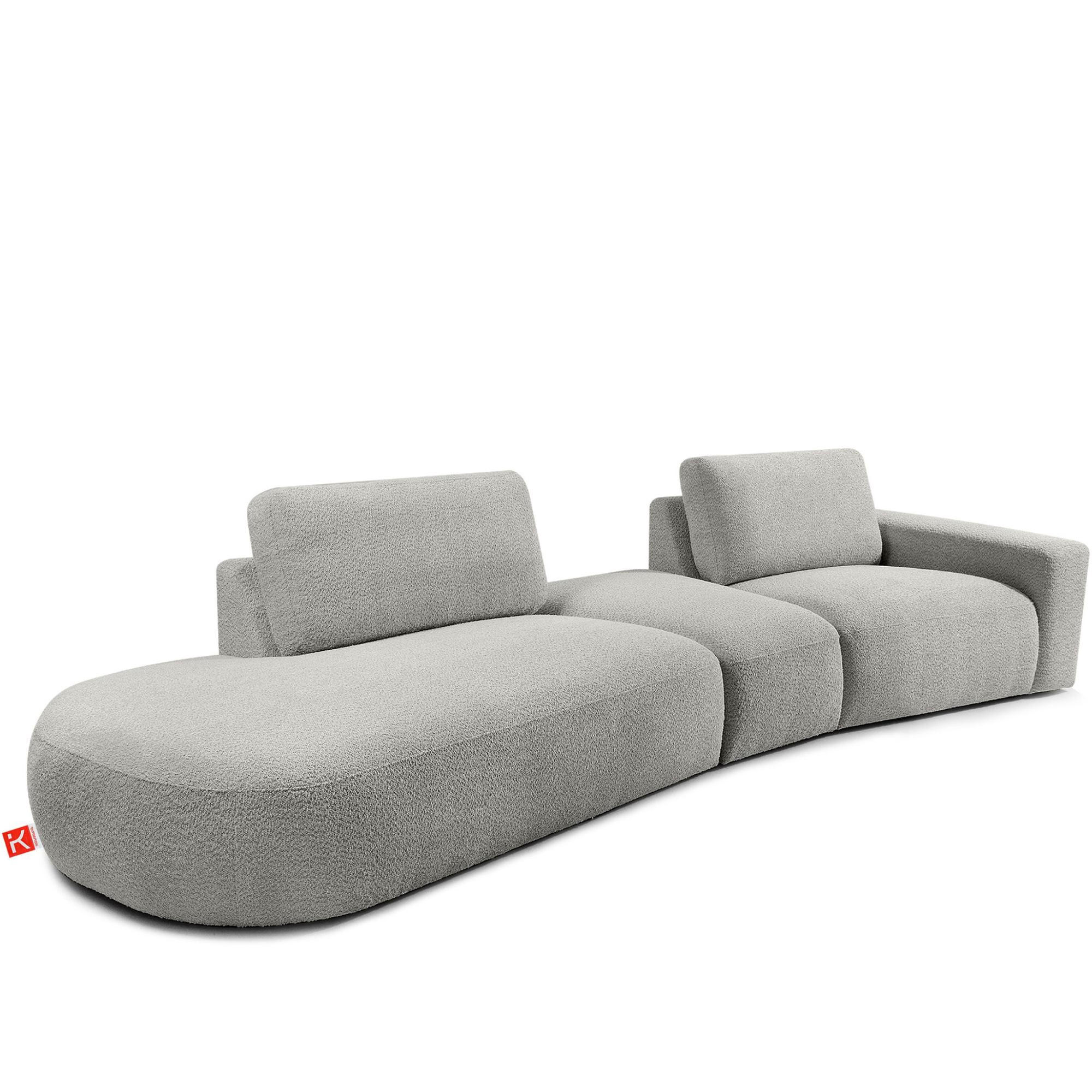 4-SITZER ECKSOFA ZUCCO Boucle links, Hellgrau - Hellgrau, Textil (350/84/105cm) - KONSIMO®