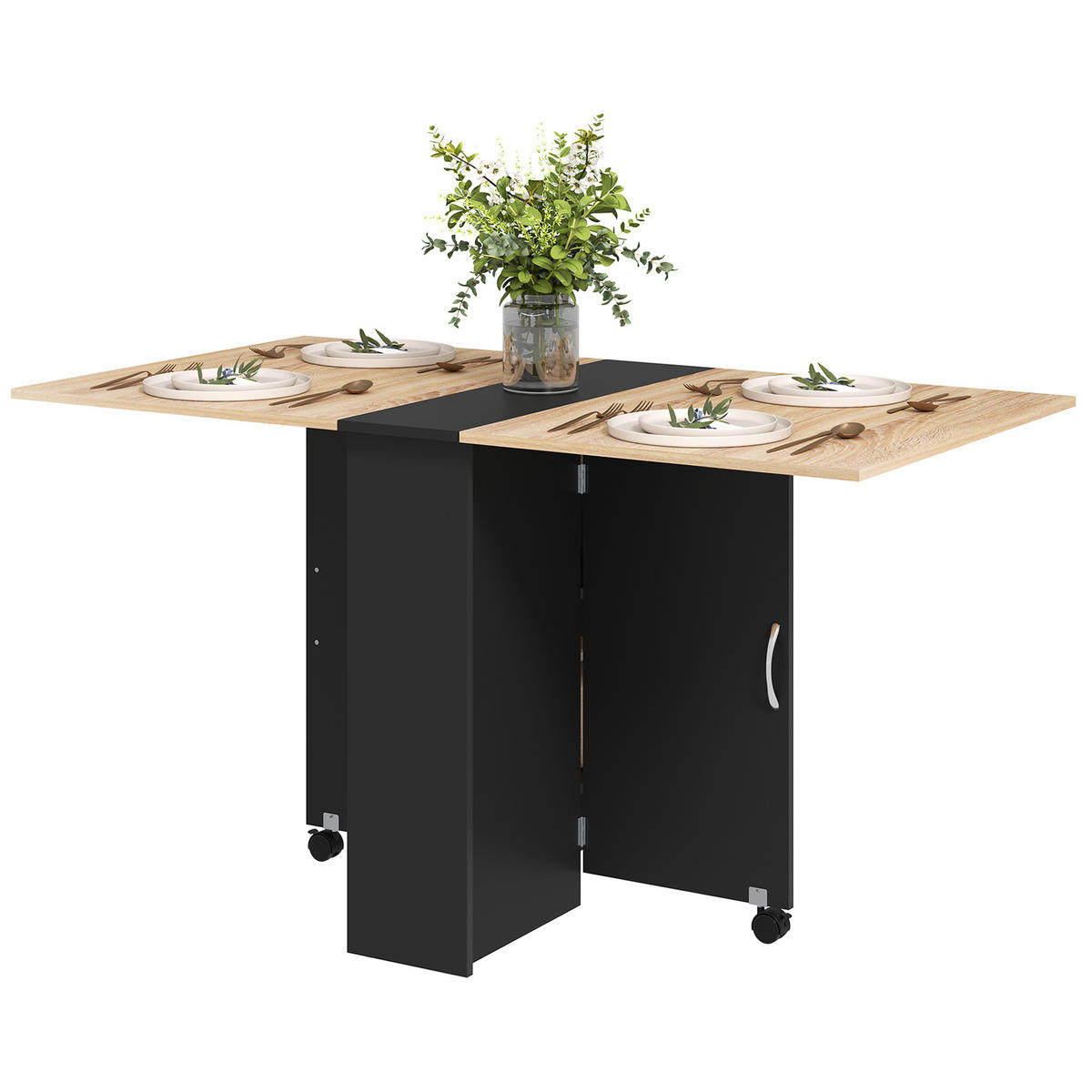 ESSTISCH Eiche und Schwarz 1 Stück - Beige, Kunststoff (140/75/74cm) - GiPP