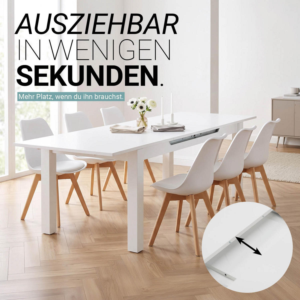 ESSTISCH in weiß 125-165/80/77 cm Ausziehbar - Weiß, Holz (80/125/77cm) - Homestyle4u