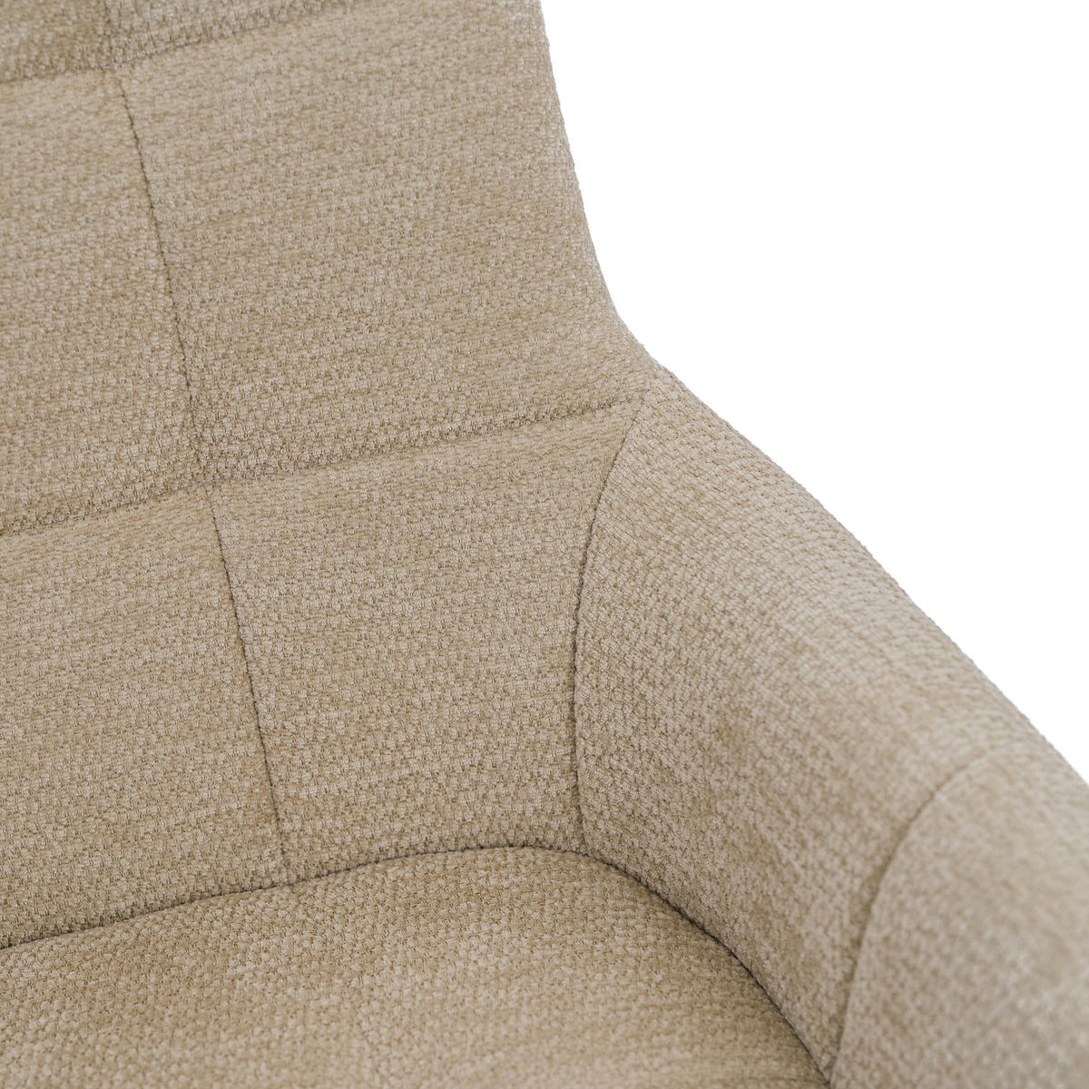 STUHL FUNO drehbar gepolsterter mit Steppung - hellbeige - Chenille - Ecru/Schwarz, Textil/Metall (58/87/60cm) - NEW HOME