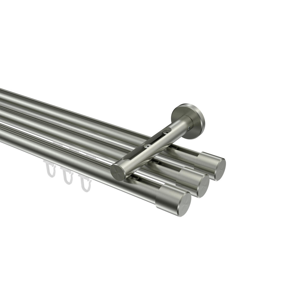 INNENLAUF-GARDINENSTANGEN-SET Siteno Santo 180 cm, 3-läufig, 20 mm Ø Edelstahl-Optik - Edelstahlfarben, Metall (180cm) - INTERDECO
