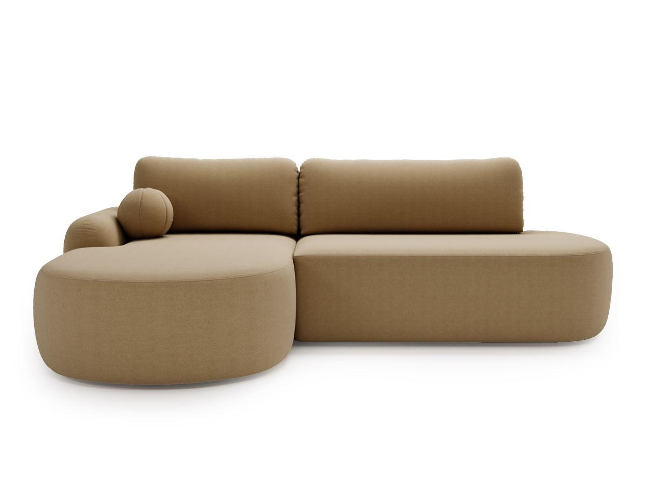 ECKSOFA Aurio O Bouclé-Stoff Hellbraun Links - Hellbraun, Holz/Textil (271/177cm) - Graingold