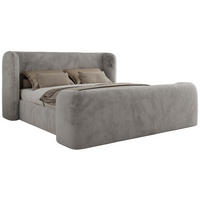 POLSTERBETT EMORA CLASSIC DUO 180/200 - Hellgrau Plüsch - Pocket-Matratze - Hellgrau, Textil (180/200cm) - MKS