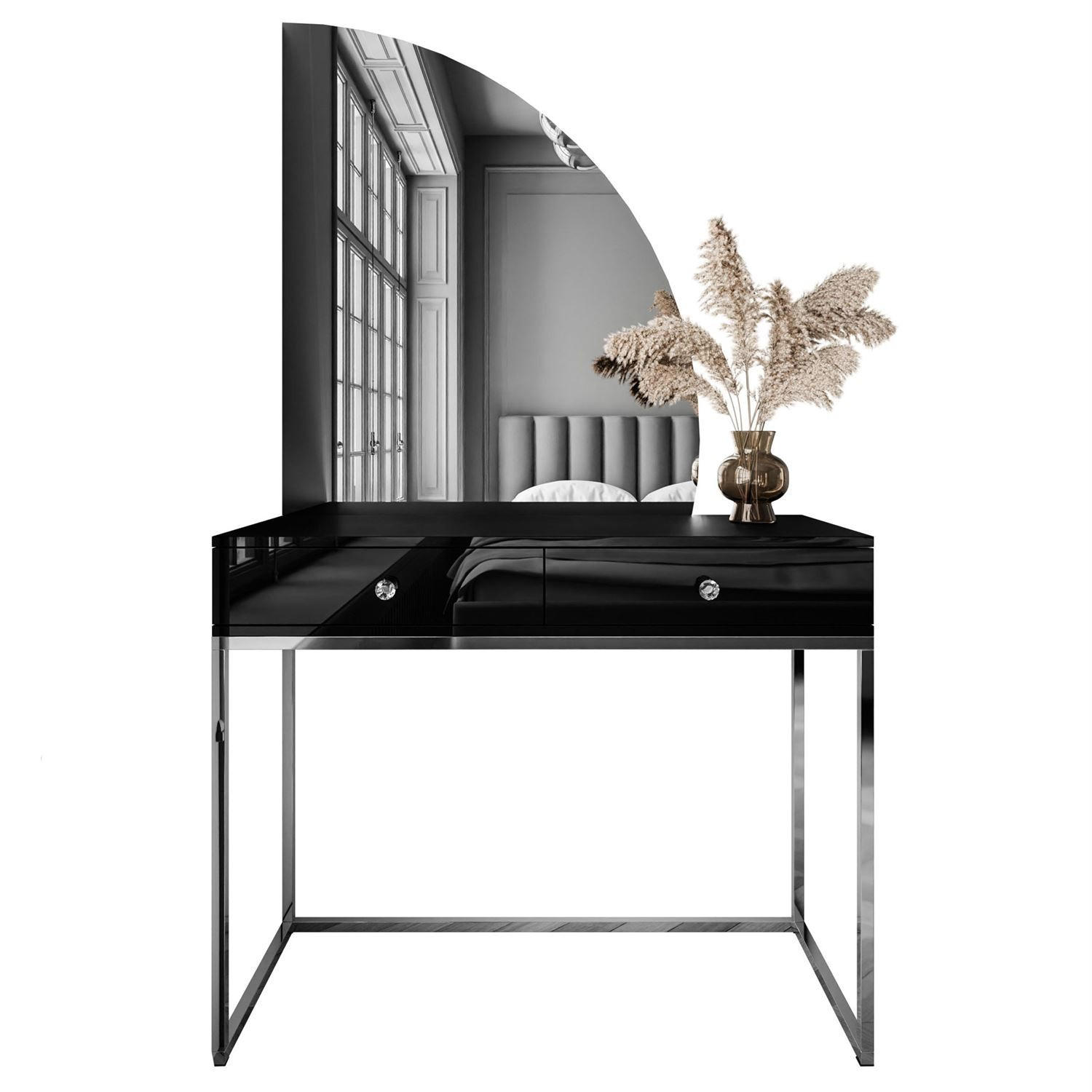 Lookway Schminktisch Schwarz, Silber 100x176x42 cm