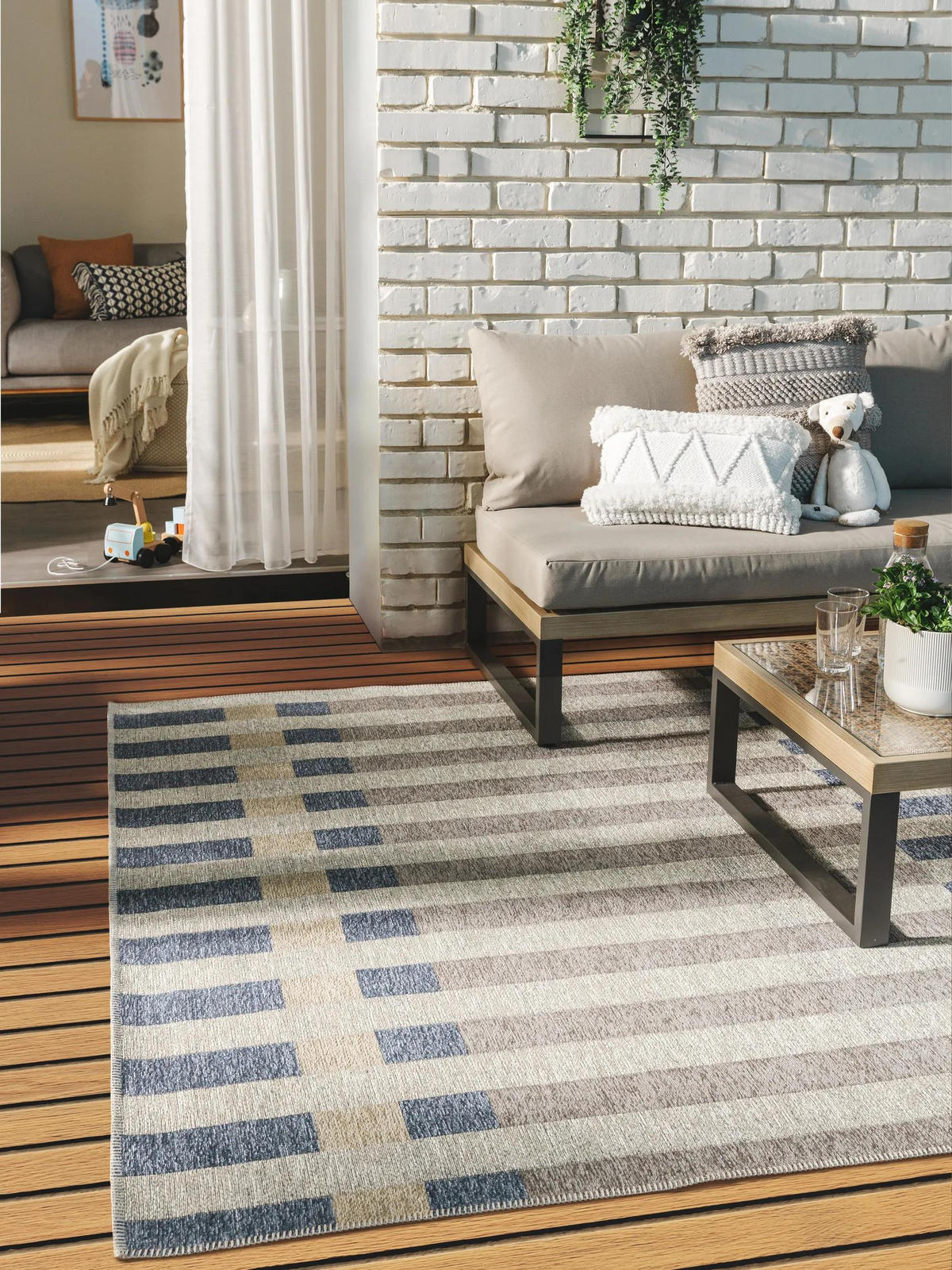OUTDOORTEPPICH Kiano Multicolor/Blau 200x290 cm - Multicolor, Textil (200/290cm) - benuta Nest