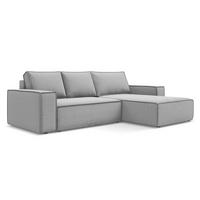 ECKSOFA mit Schlaffunktion Samt Stoff Grau - Schwarz/Grau, Kunststoff/Textil (290/185cm) - LaMiaSofa
