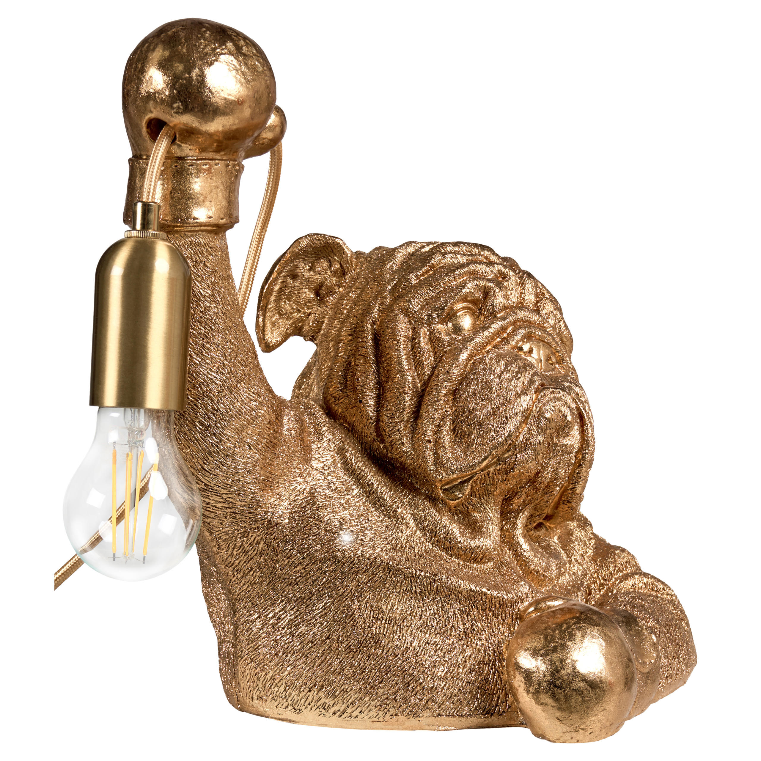 TISCHLAMPE Hund Gold Mike - Messingfarben/Goldfarben, Kunststoff (22/27/31cm) - Beliani