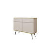 KOMMODE KSZ-107 - KSZ-107, Hochglanz, Schubladen Push-to-Open 107x39x85 cm Beige/Schwarz - Beige/Schwarz, Holzwerkstoff/Kunststoff (107/85/39cm) - DomoHome