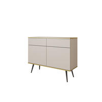 KOMMODE KSZ-107 - KSZ-107, Hochglanz, Schubladen Push-to-Open 107x39x85 cm Beige/Schwarz - Beige/Schwarz, Holzwerkstoff/Kunststoff (107/85/39cm) - DomoHome
