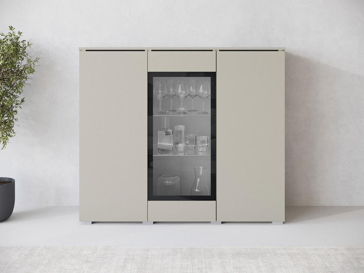 KOMMODE Vera 120 - Kaschmir/Silberfarben, Holzwerkstoff/Kunststoff (120/104/40cm) - MIRJAN24