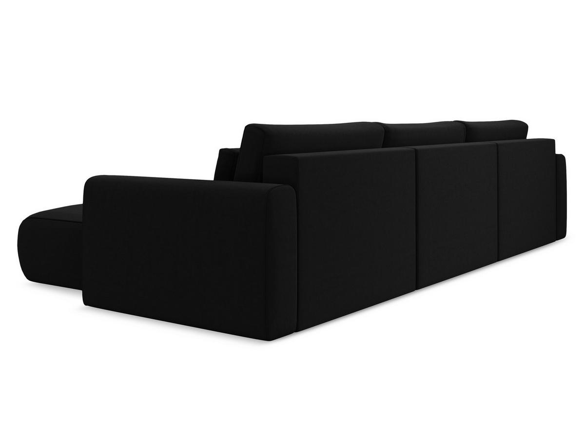 WOHNLANDSCHAFT Samt Stoff Schwarz - Schwarz, Kunststoff/Textil (340/82/149cm) - Makamii