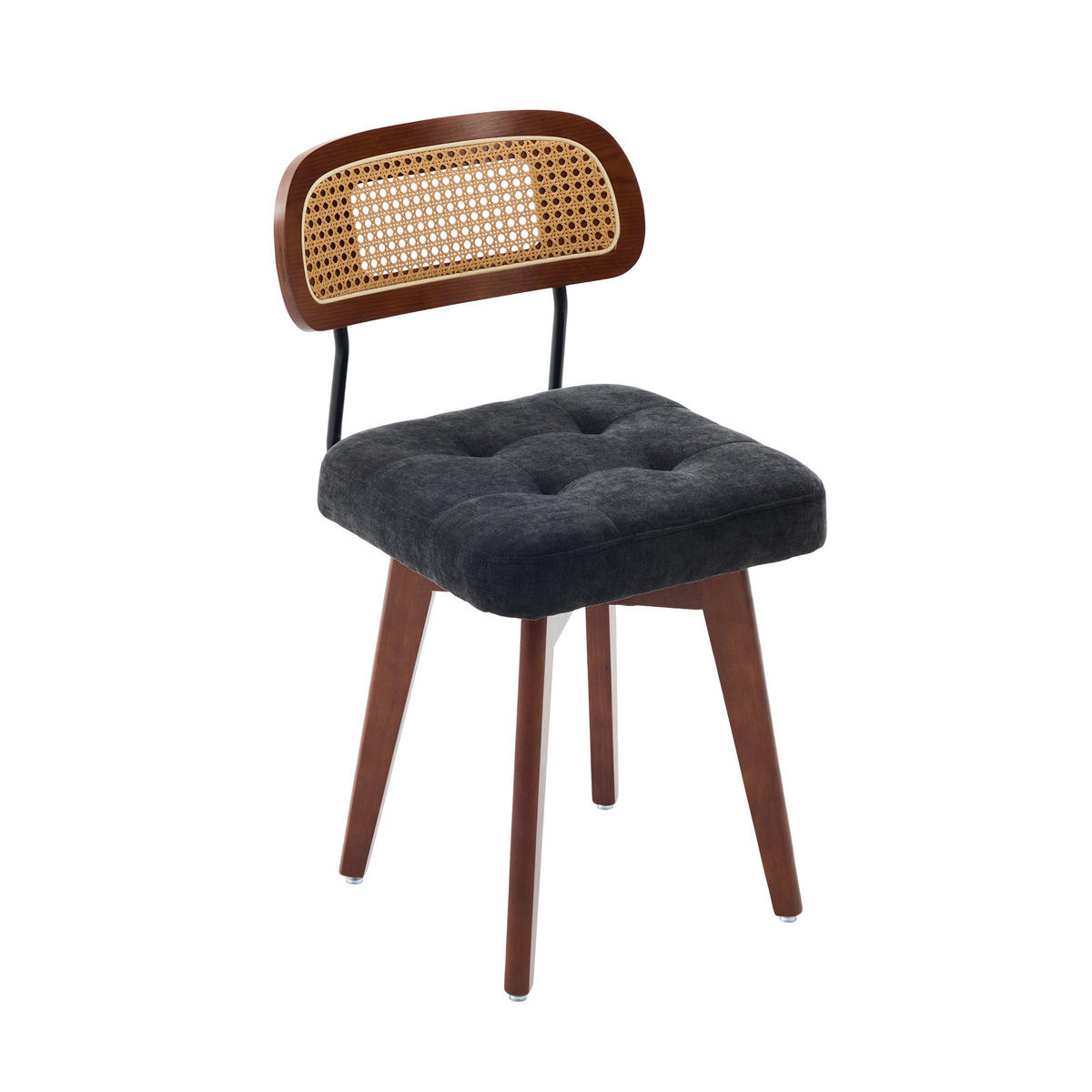 STUHL-SET 2 Stück Rattan 360° drehbar, DE-42279, Schwarz - Schwarz, Metall (50/77/43cm) - ComfortXL