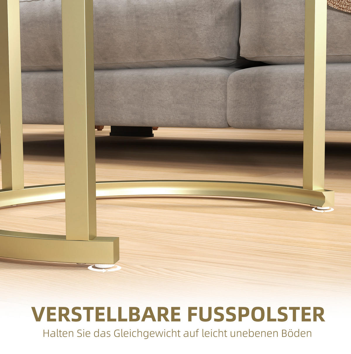 COUCHTISCH 2er-Set 50/50,5 cm & 60/36/43,5 cm stapelbar mit Glasplatte - Goldfarben, Metall (50/50/50.5cm) - BEAOK