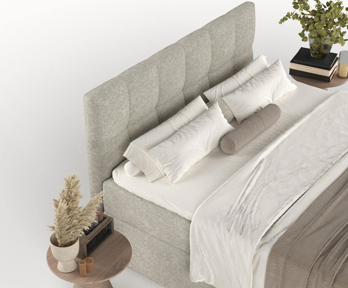 BOXBETT Shay Beige Grau 140/200 cm - Beige/Schwarz, Holz/Holzwerkstoff (140/200cm) - Maison de Reve