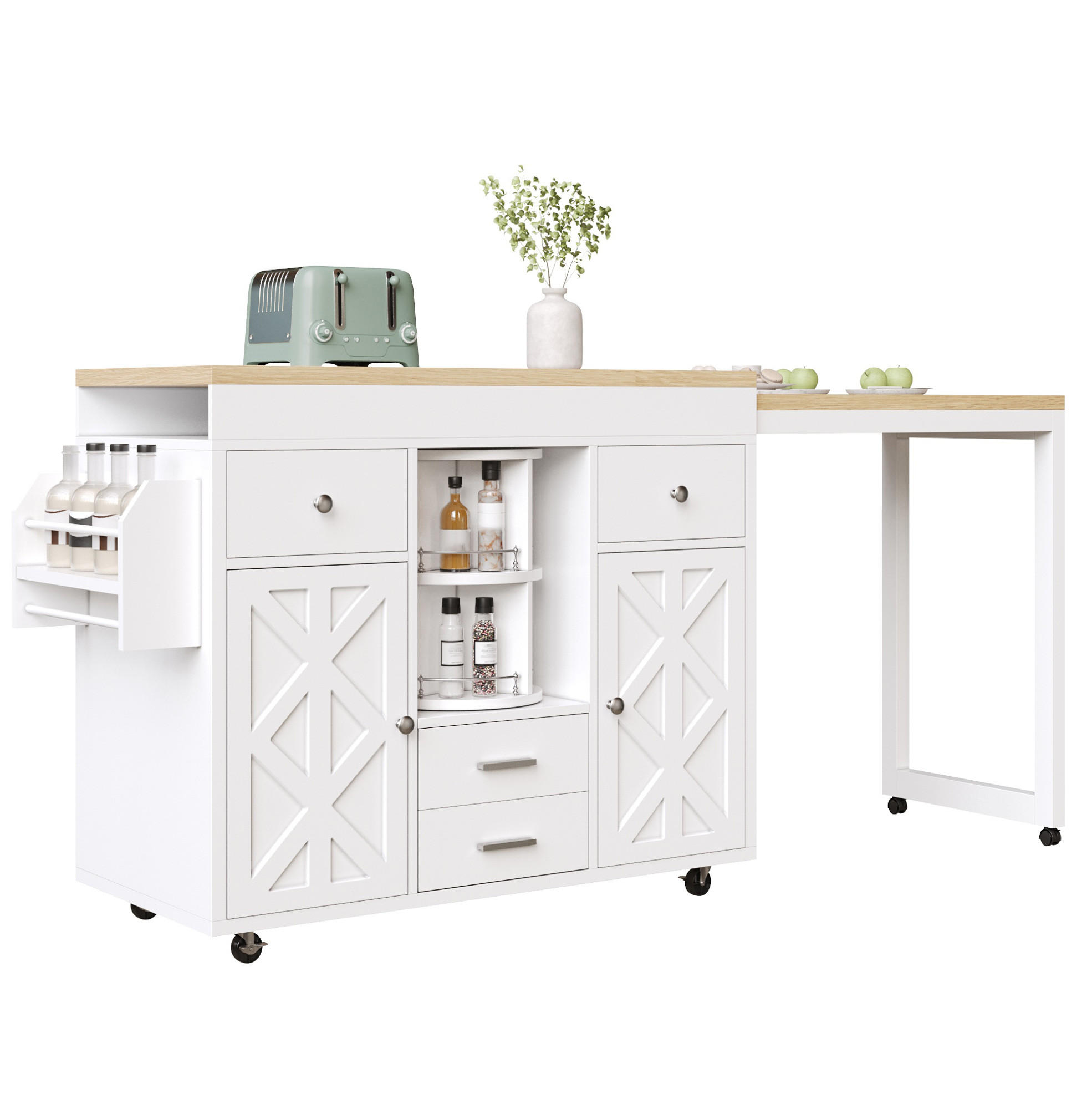 BARTISCH ausziehbar 110-180 cm Weiß MDF - Weiß, Holz (40/91/180cm) - Beauniv