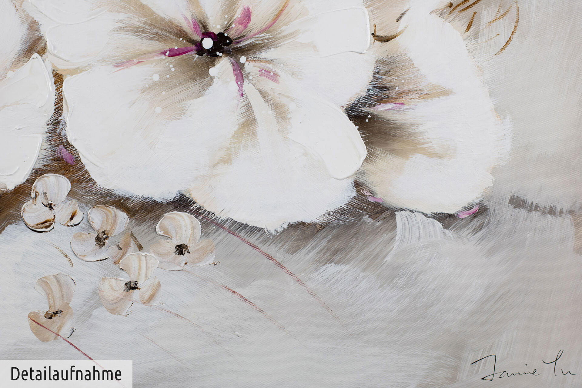 ACRYLBILD HANDGEMALT 80/80 cm - Beige/Weiß, Holz/Textil (1.6/80cm) - KUNSTLOFT