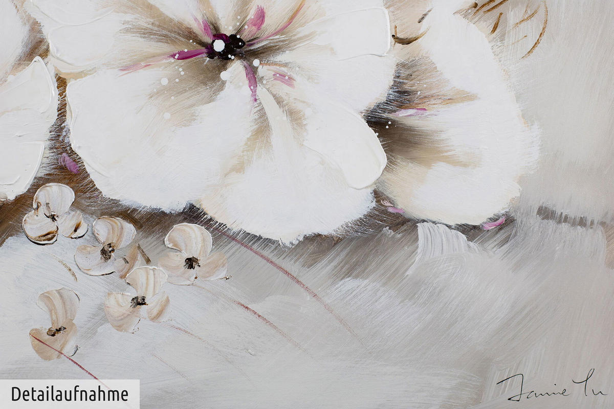 ACRYLBILD HANDGEMALT 80/80 cm - Beige/Weiß, Holz/Textil (1.6/80cm) - KUNSTLOFT