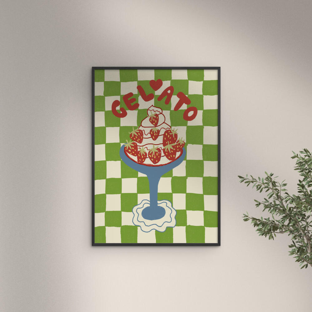 POSTER mit Rahmen Studio Dolci - Gelato - Schwarz/Grün, Holz/Papier (30/40cm) - Poster&Frame