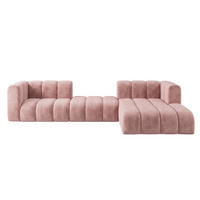 ECKSOFA Modulares In L-Form, Velvet-Stoff Riviera, Hellrosa, Rechts, GRAND 319 cm - Hellrosa, Holz (319/175cm) - Kaiser Möbel