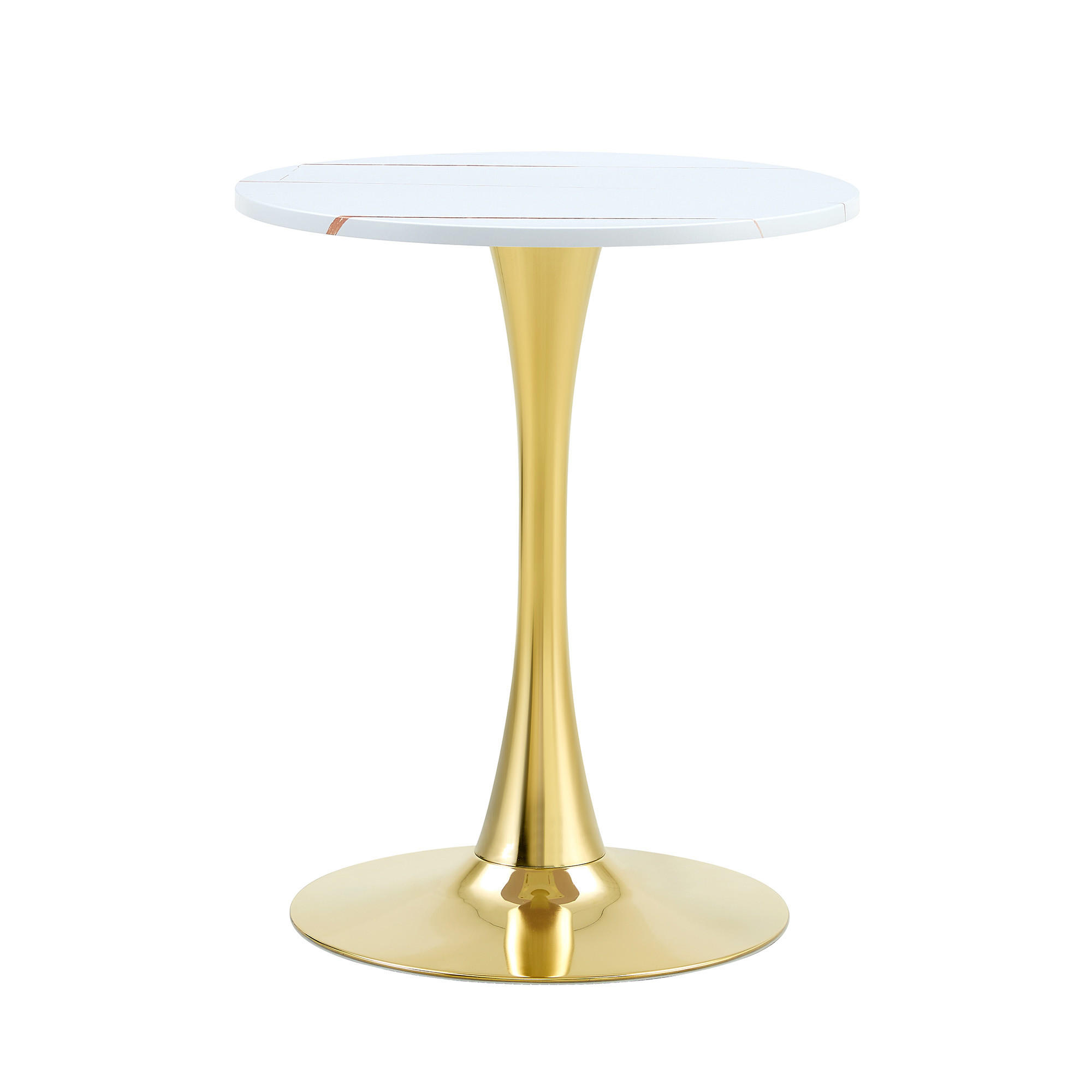 ESSTISCH kleiner runder 60/60/72 cm Weiß mit goldenen Metallbeinen - Weiß, Holz (60/60/72cm) - Oxeza