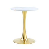 ESSTISCH kleiner runder 60/60/72 cm Weiß mit goldenen Metallbeinen - Weiß, Holz (60/60/72cm) - Oxeza