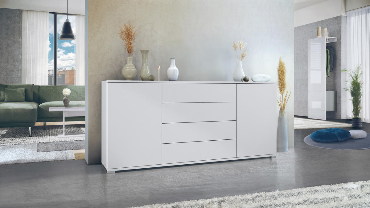 SIDEBOARD Santo Weiß matt - Weiß, Holzwerkstoff (166.5/75.5/35cm) - Vladon