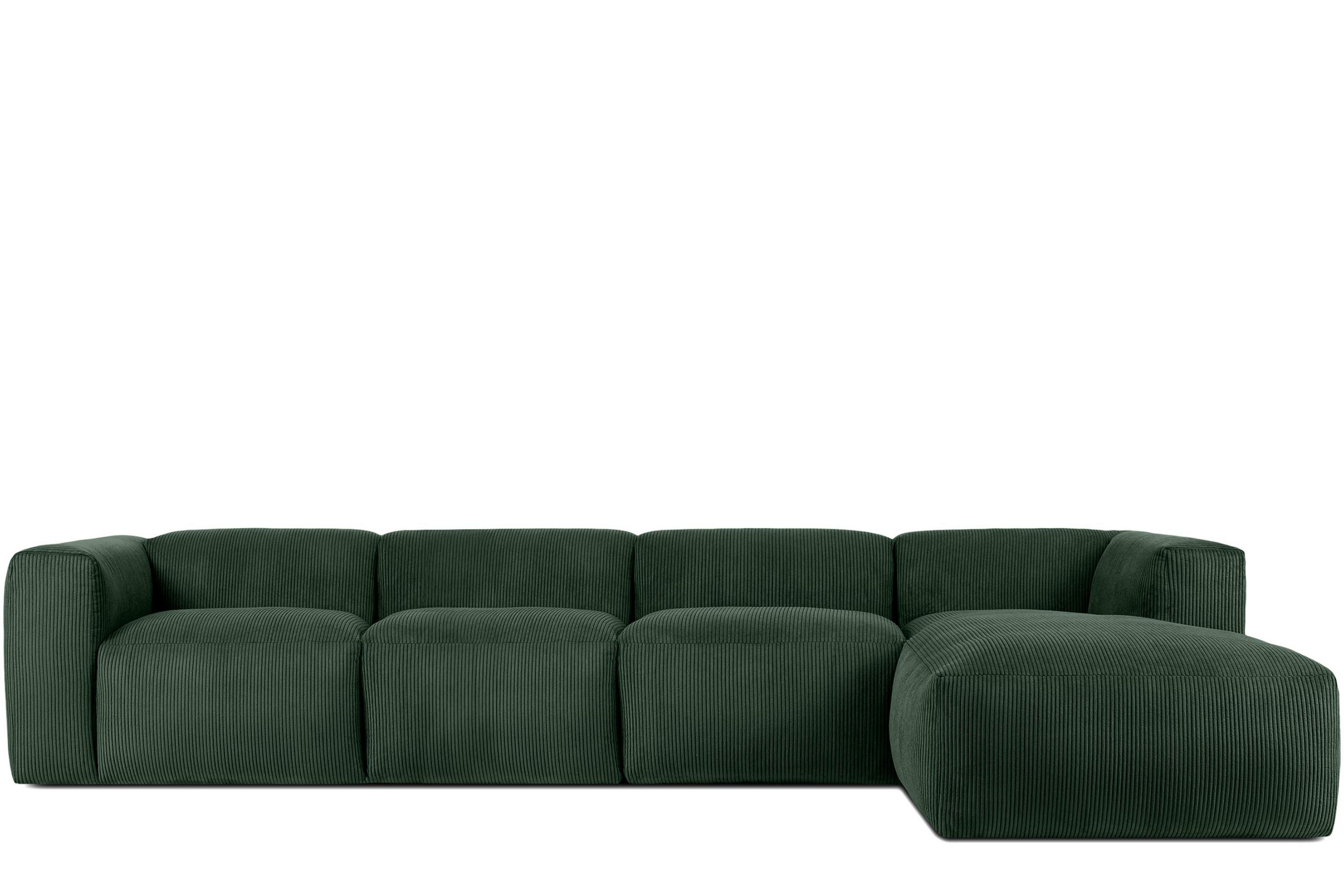 ECKMODULSOFA-RECHTS BUFFO 6-Sitzer mit extrem weicher Sitzfläche, Kordstoff, dunkelgrün - Dunkelgrün, Textil (377/180cm) - KONSIMO®