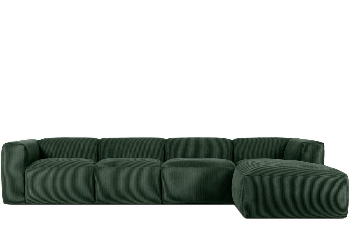 ECKMODULSOFA-RECHTS BUFFO 6-Sitzer mit extrem weicher Sitzfläche, Kordstoff, dunkelgrün - Dunkelgrün, Textil (377/180cm) - KONSIMO®