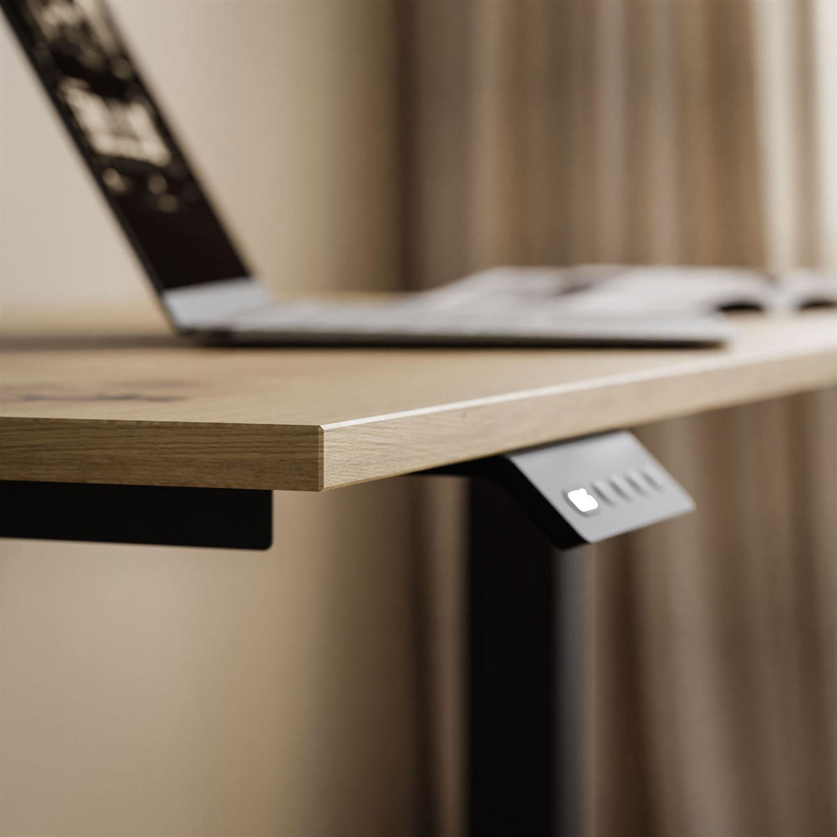 SCHREIBTISCH SPACE höhenverstellbar mit Metallbeinen schwarz/Eiche Artisan - Eiche Artisan, Holzwerkstoff (60/110/69.5cm) - Lookway