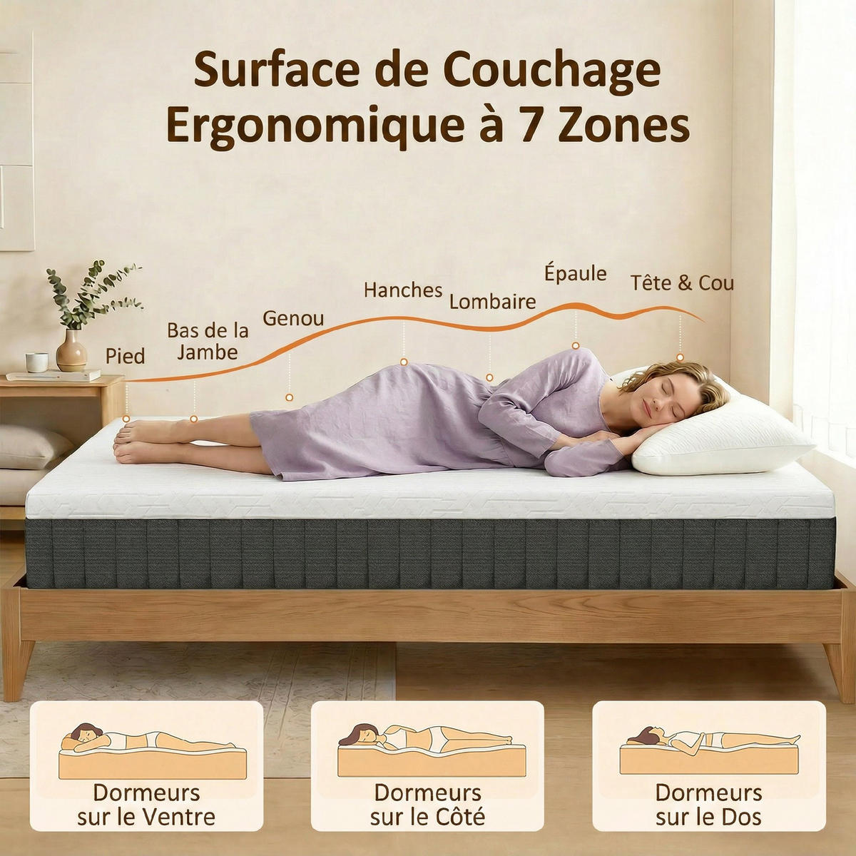 MATRATZE 140/190 cm DE-18537 - Grau, Textil (140/190cm) - ComfortXL