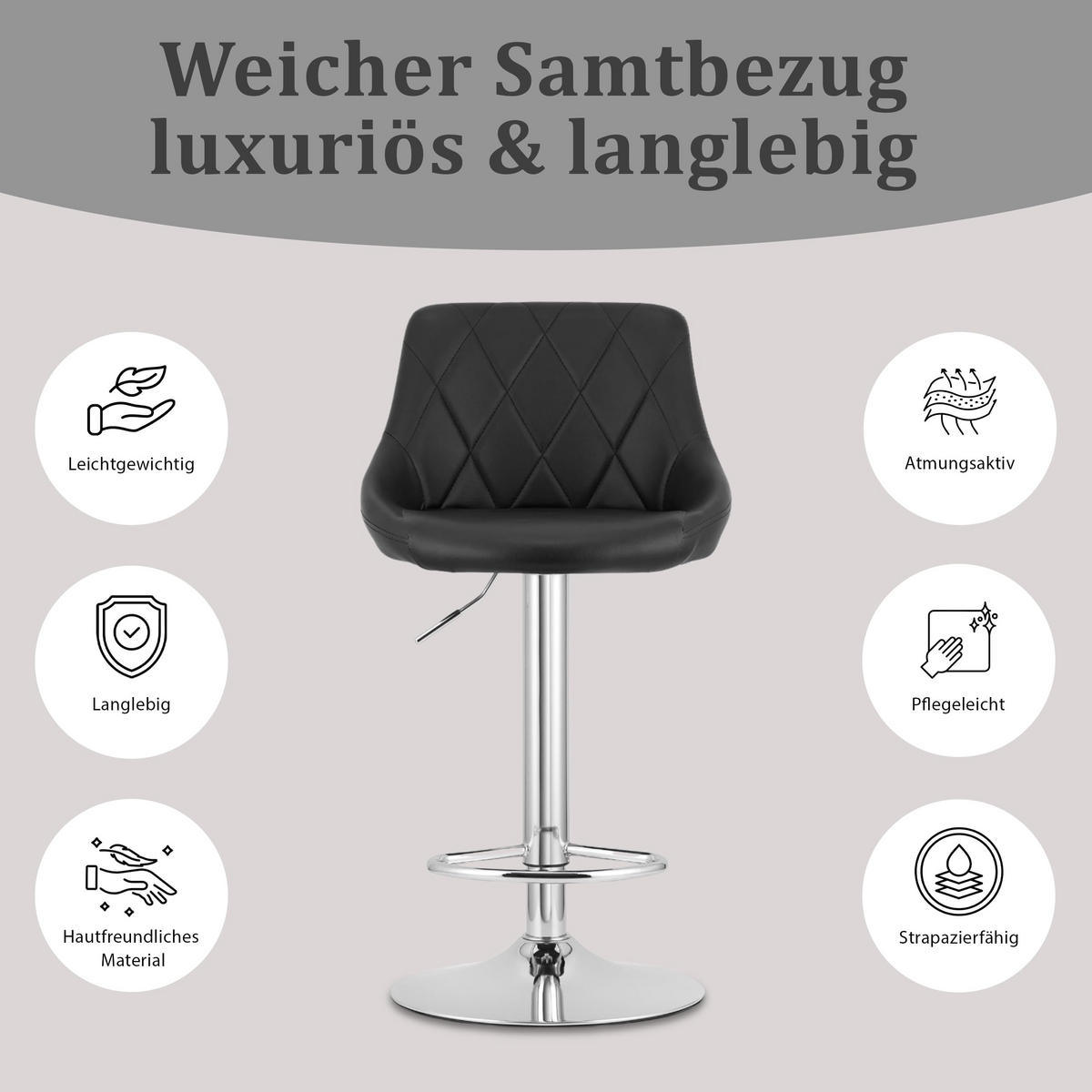 BARHOCKER, drehbar, HÖHENVERSTELLBAR, in Schwarz, Modernes Design - Schwarz, Textil (36/107/38cm) - Best For Home