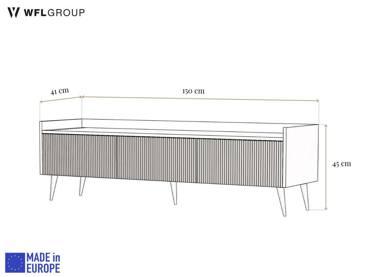TV-LOWBOARD Arysa in Beige Kaschmir 150/45/41 cm - Kaschmir/Beige, Holzwerkstoff/Metall (150/45/41cm) - WFL GROUP