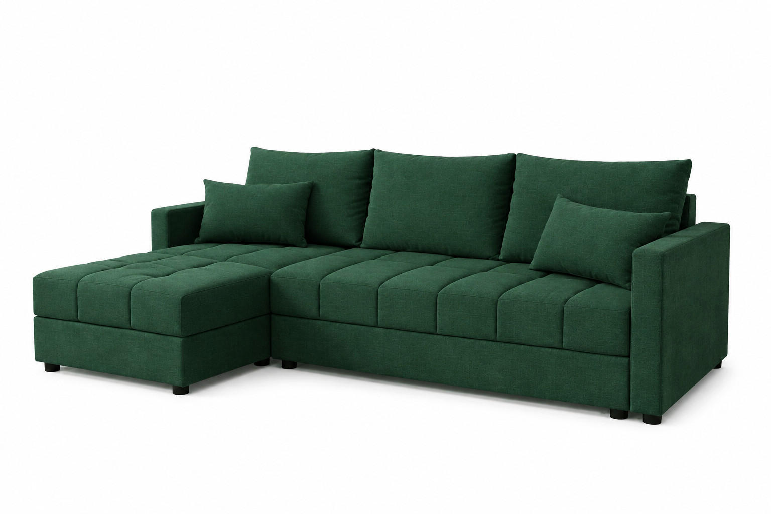 WOHNLANDSCHAFT AURELIA– Ecksofa in L-Form mit Schlaffunktion Bettkasten & Kissen Stoff KRONOS 226 cm Grün - Dunkelgrün, Kunststoff (226/140cm) - Wohnideebilder