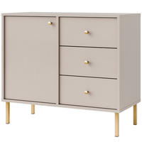 KOMMODE FLOREN, Creme/Gold - Creme, Holzwerkstoff/Metall (83.6/73.9/40.8cm) - KONSIMO®