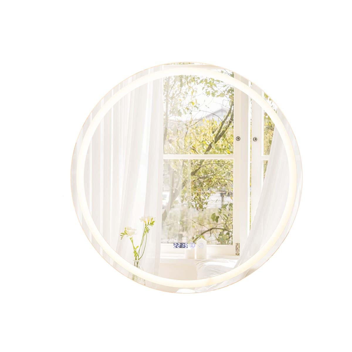 BADSPIEGEL mit Anti-Beschlage Spiegelheizung und Anzeige Silber - Silberfarben, Glas (81/4/81cm) - COSTWAY